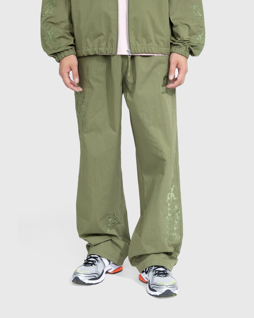 NTS x Highsnobiety – Brushed Nylon Trackpants Green - Pants - Green - Image 3