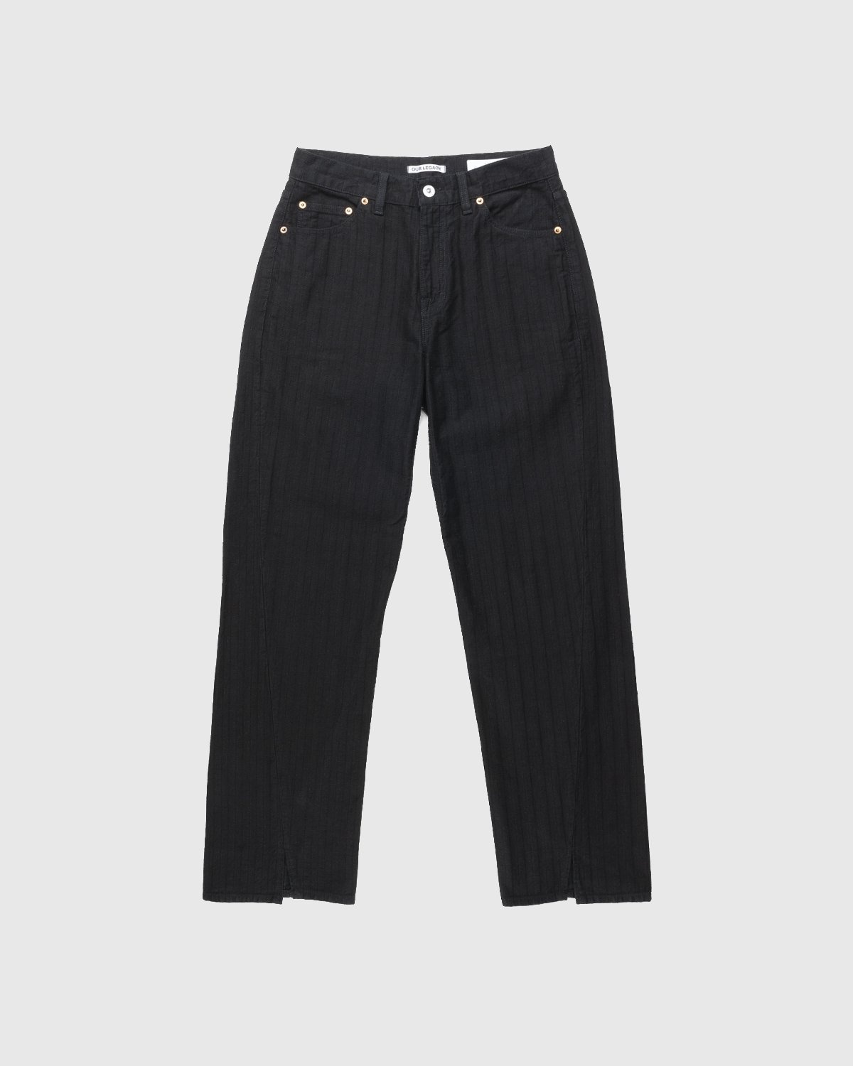Our Legacy – Sabot Cut Overdyed HBT Stripe Black - Pants - Black - Image 1