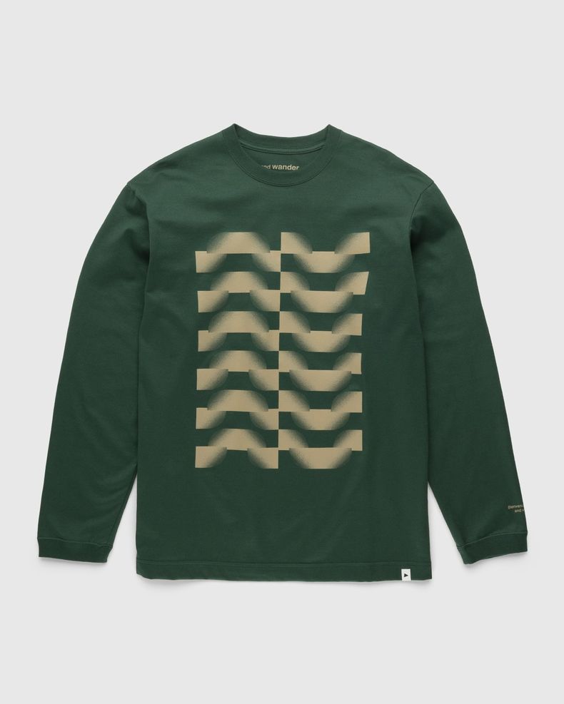 and wander – Up Down Graphic LS Tee Green
