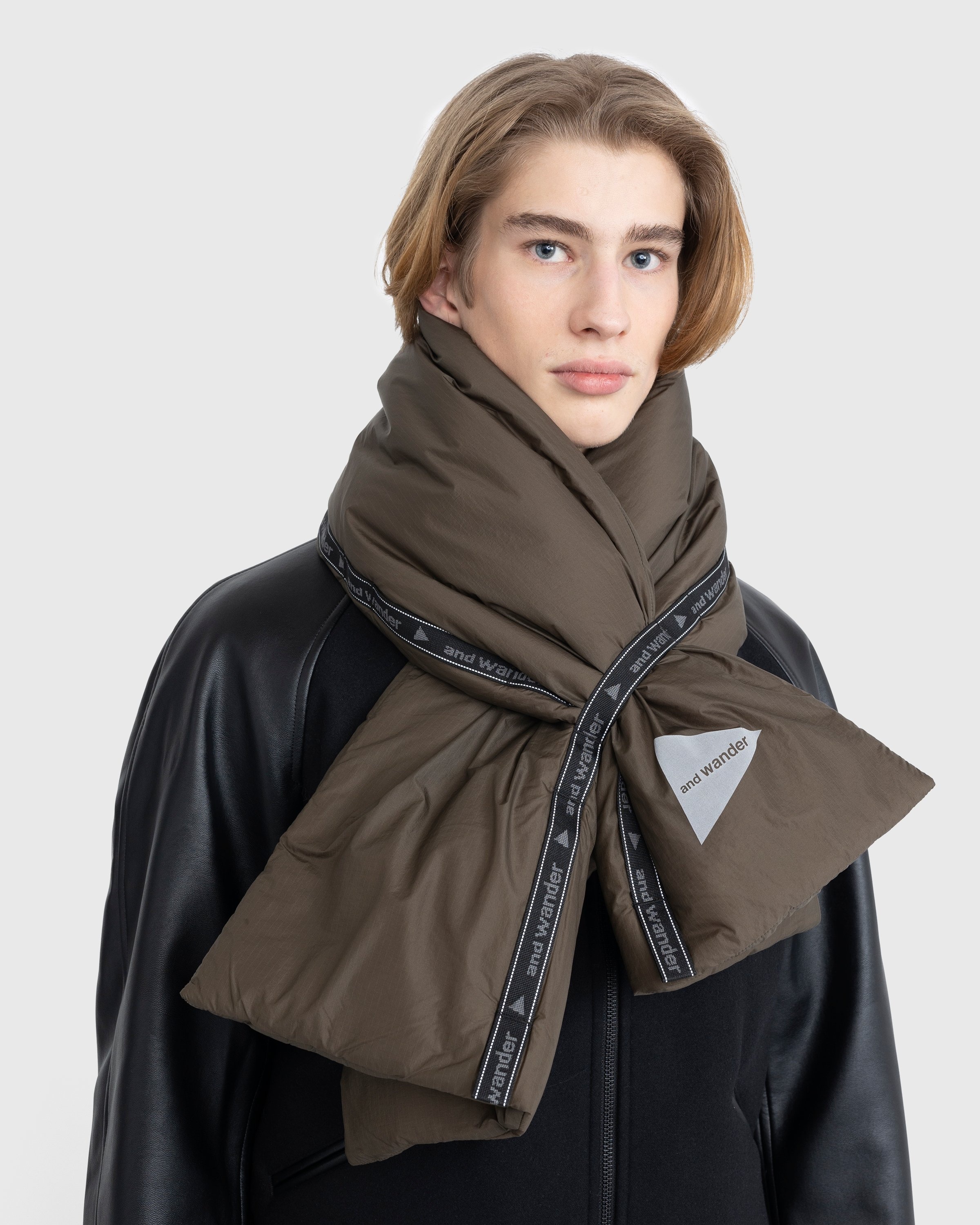 And Wander – Primaloft Rip Muffler Khaki - Scarves - Green - Image 4