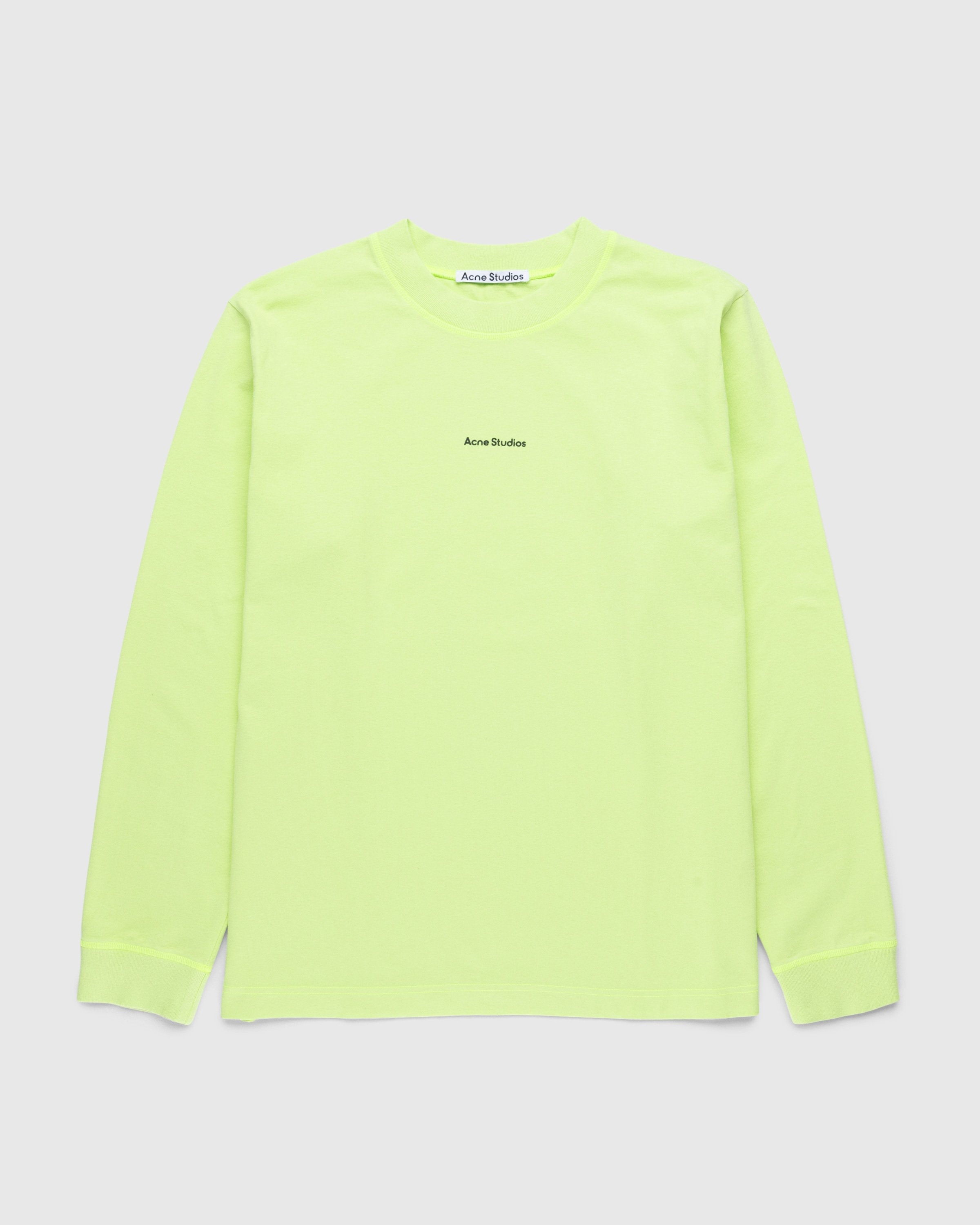 Acne Studios – Organic Cotton Logo Longsleeve T-Shirt Fluo Green - Longsleeves - Green - Image 1