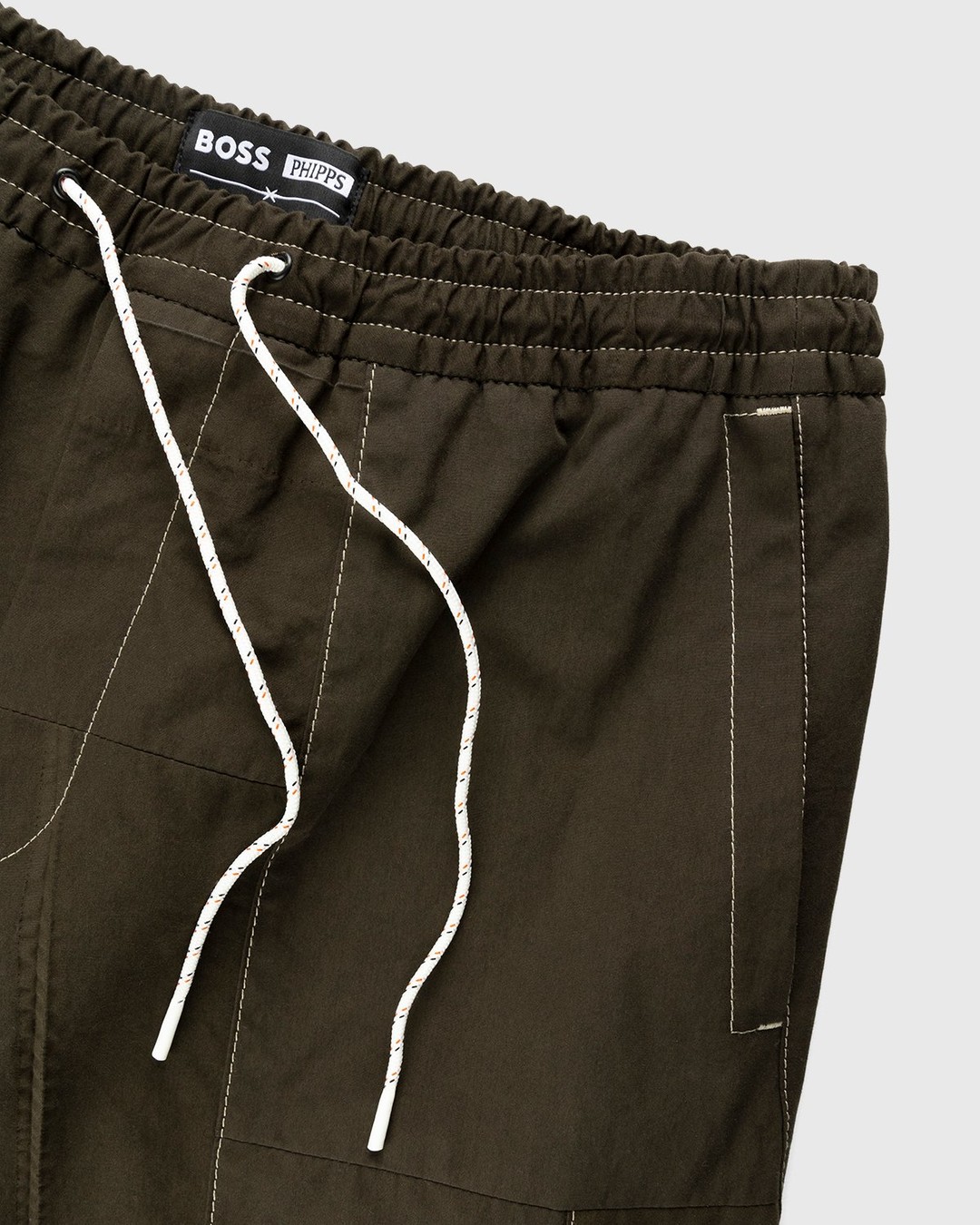 BOSS x Phipps – Cotton Shorts With Buttoned Hem Dark Green - Shorts - Green - Image 5