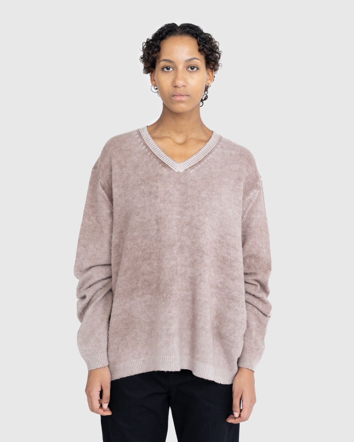 Acne Studios – Wool V-Neck Sweater Brown - Knitwear - Brown - Image 2