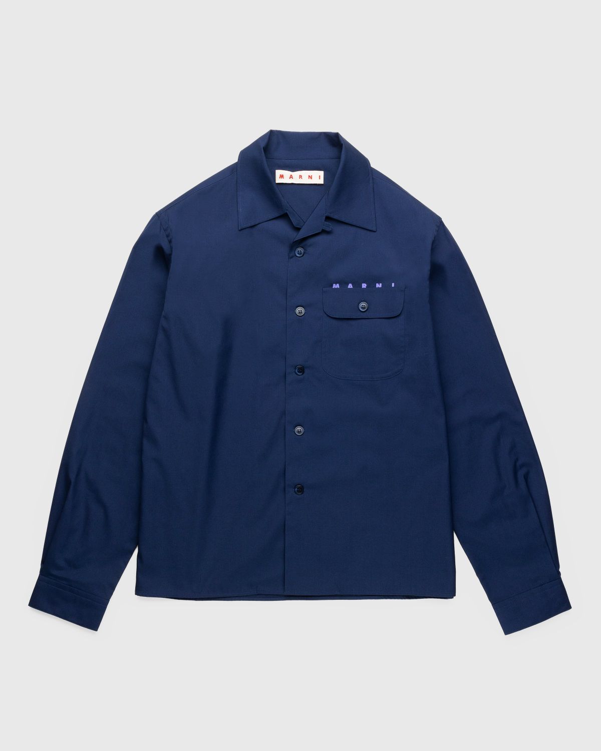 Marni – Logo Bowling Shirt Ink - Shirts - Blue - Image 1