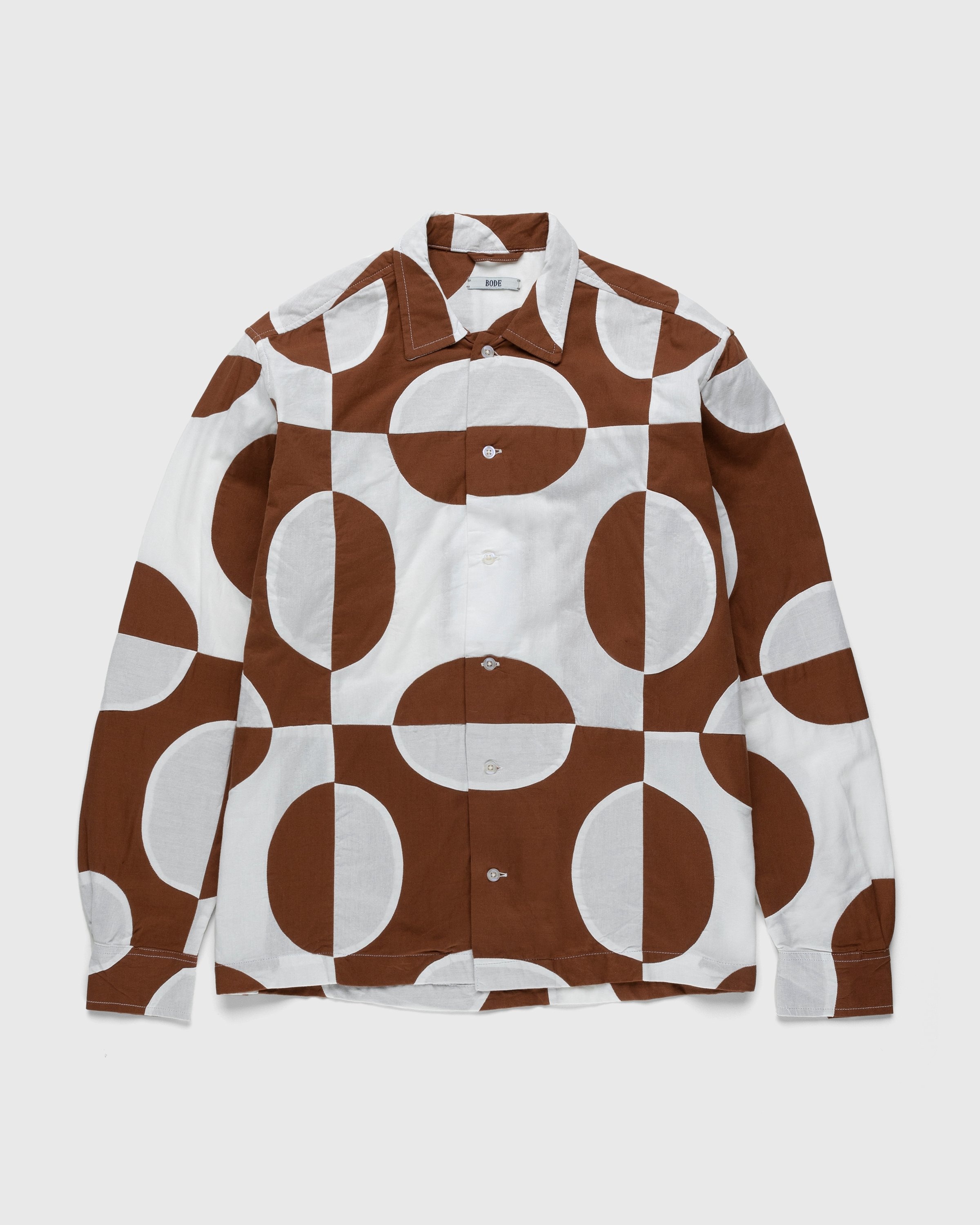 Bode – Duo Oval Patchwork Long-Sleeve Shirt Brown - Longsleeve Shirts - Multi - Image 1