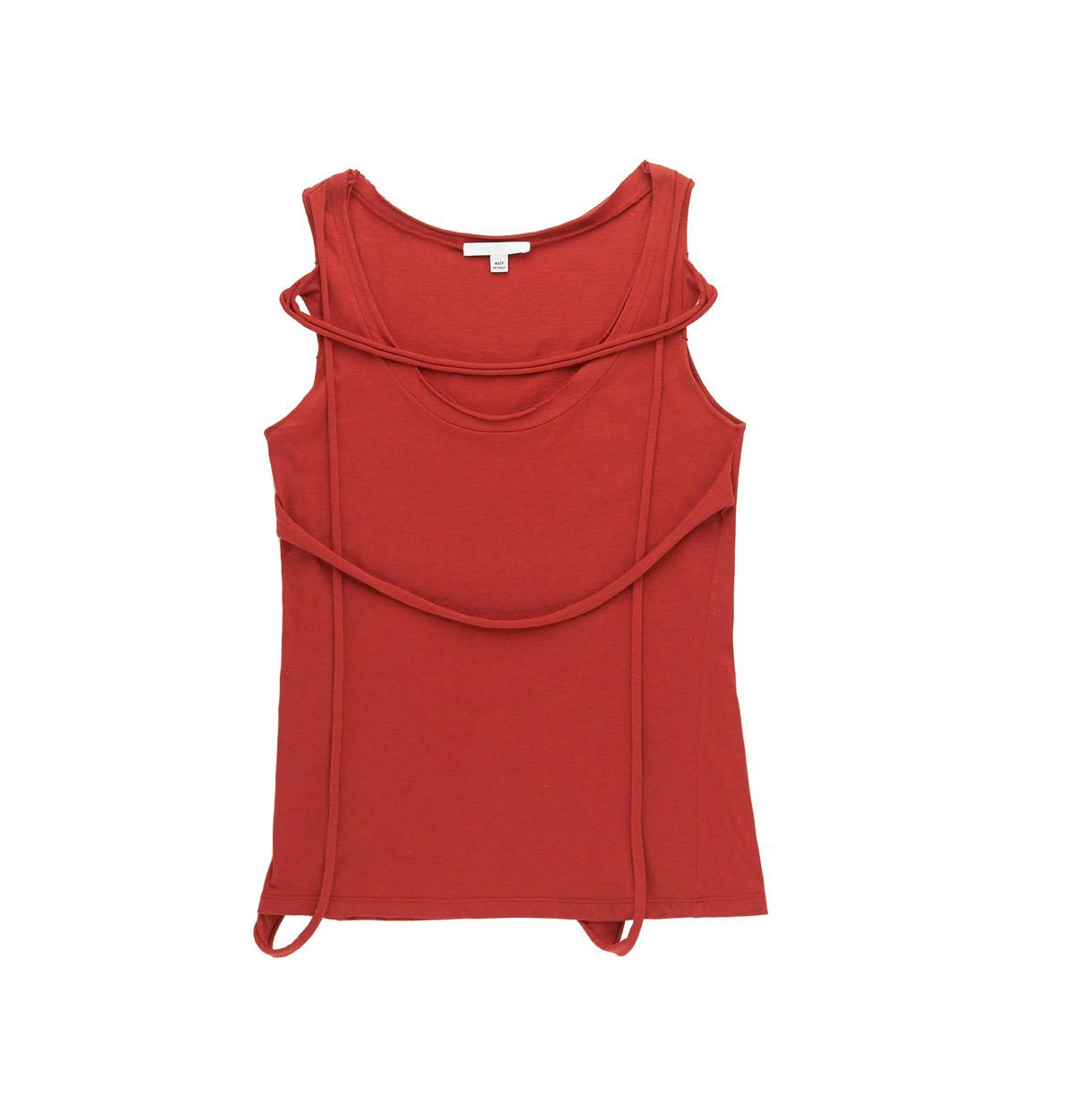 Tank top in melange jersey with symmetric layered strips, Helmut Lang S/S 2004.