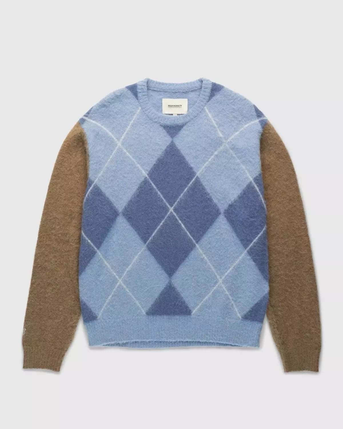 Highsnobiety – Check Alpaca Sweater Multi Blue - Knitwear - Blue - Image 1