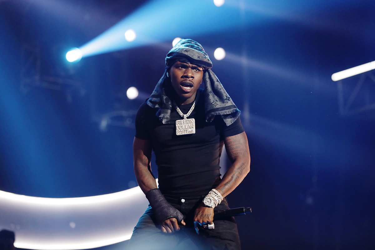 dababy performs in all-black outfit