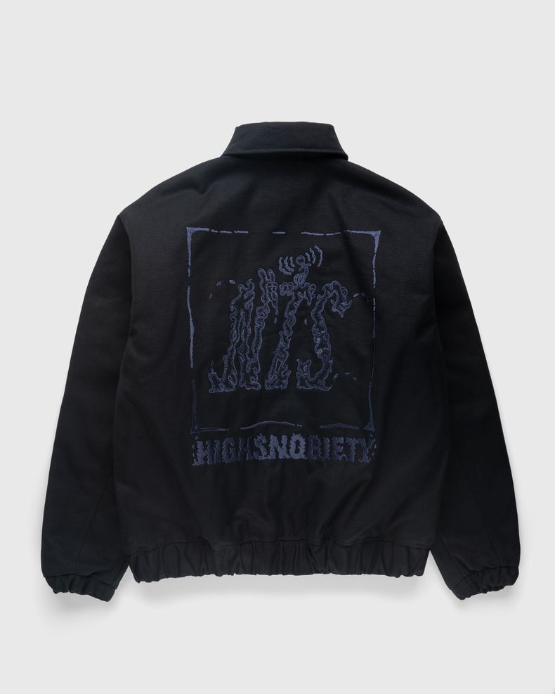 Stonewashed Canvas Bomber Jacket Black