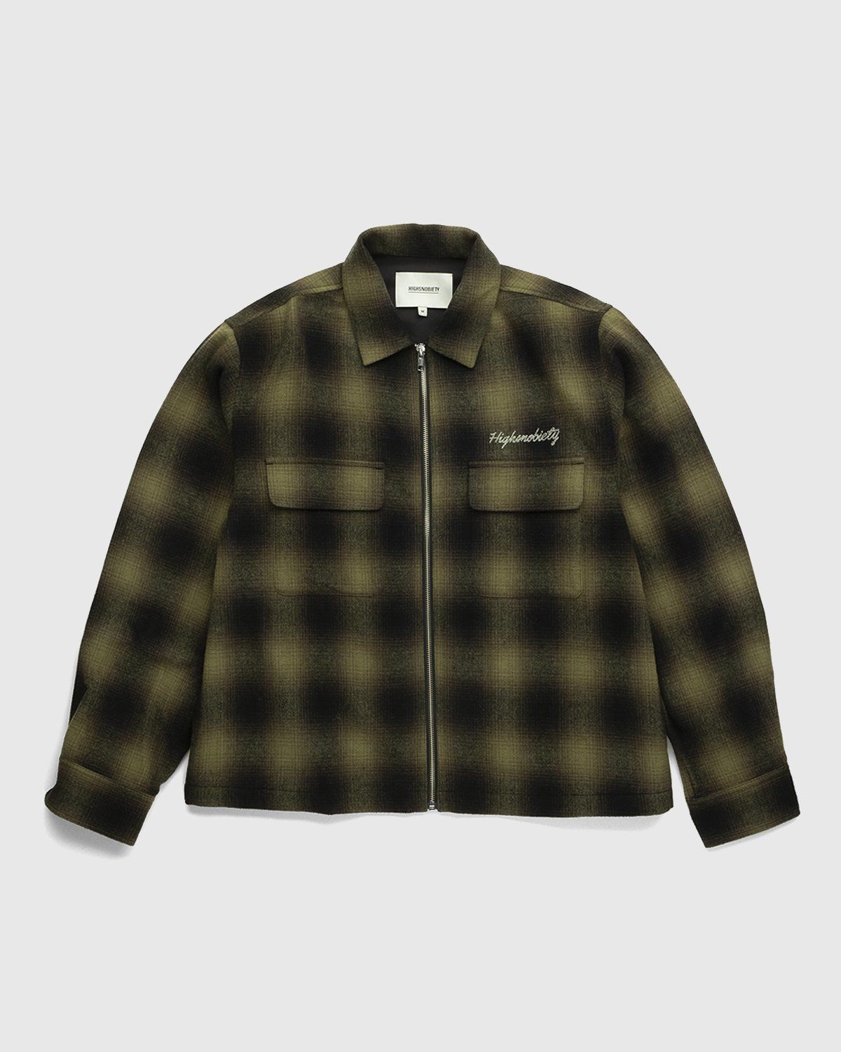 Highsnobiety – Plaid Zip Shirt Green Black - Shirts - Green - Image 1