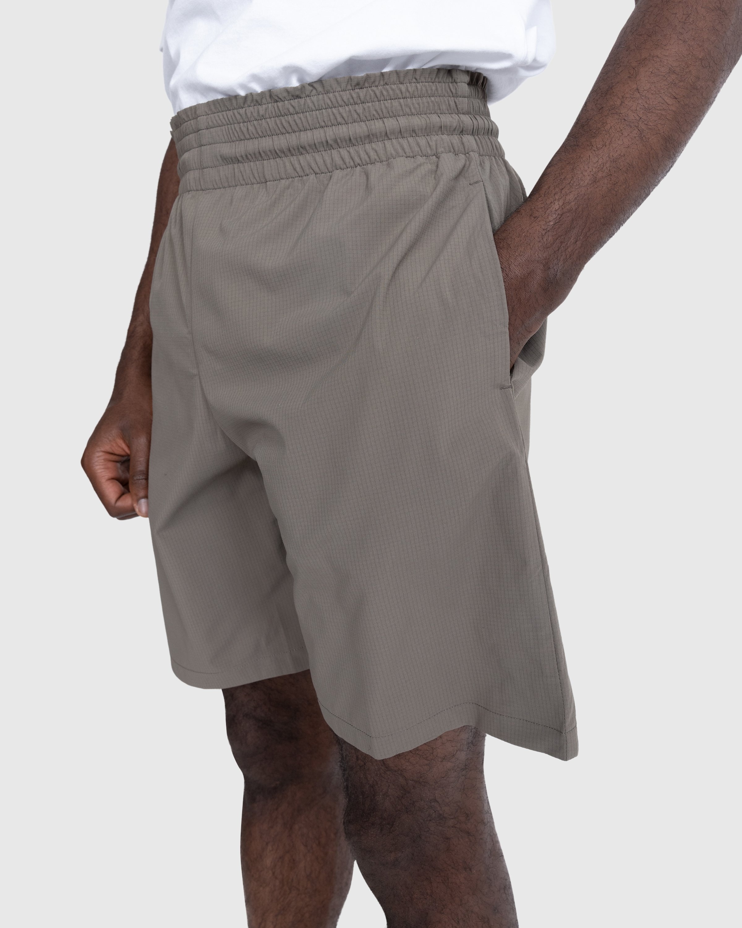 Acne Studios – Embroidered Swim Shorts Mud Grey - Shorts - Beige - Image 5