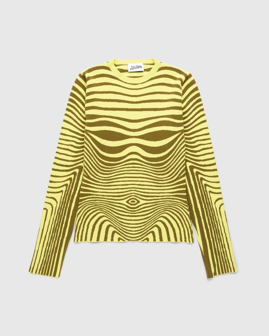 Jean Paul Gaultier – Long Sleeves Crew Neck Morphing Stripes Green - Longsleeves - Green - Image 1