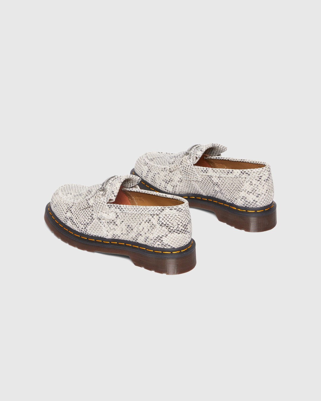 Dr. Martens – Adrian Snaffle Python Print Suede Loafers Sand/Black - Shoes - Grey - Image 3