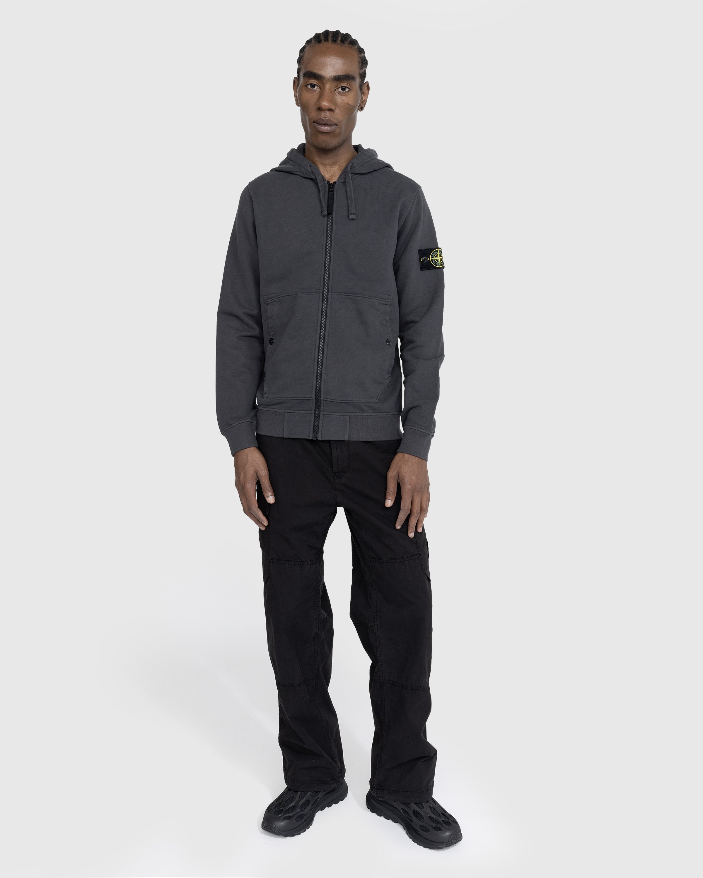 Stone Island – Logo Patch Hooded Jacket Lead Grey - Knitwear - Grey - Image 2