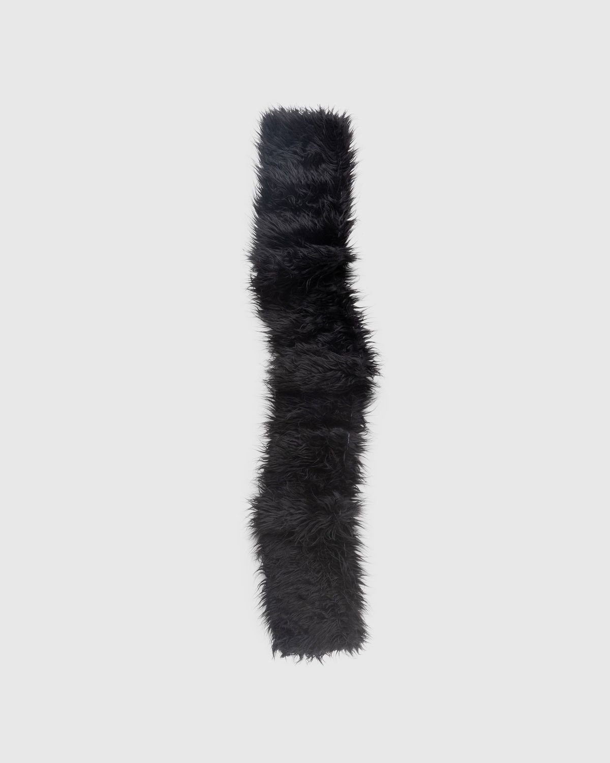 Black Fluffy Fox Fur Knit Pull-Thru Scarf for Men