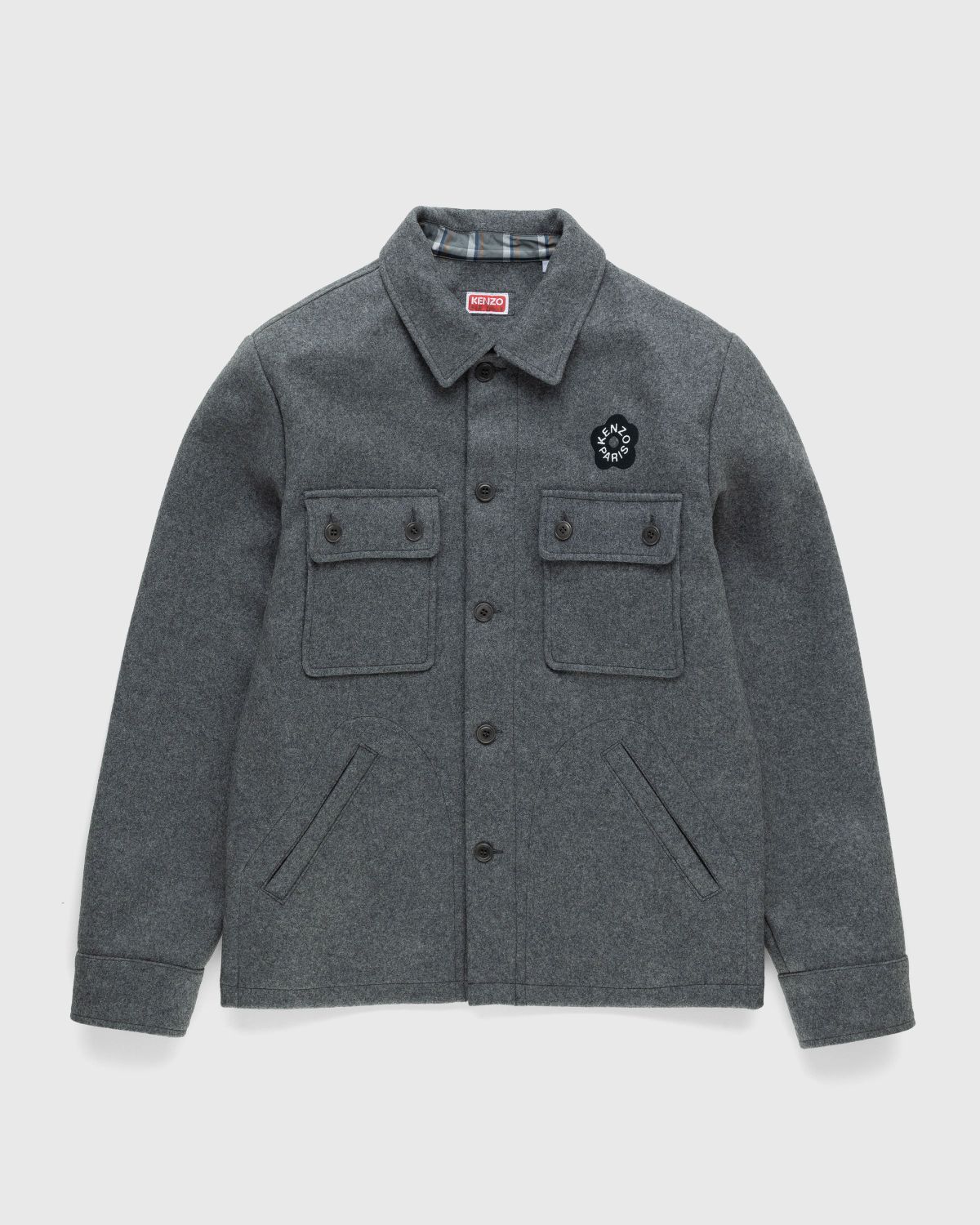 Kenzo – Wool ‘BOKE FLOWER 2.0’ Overshirt - Shirts - Grey - Image 1