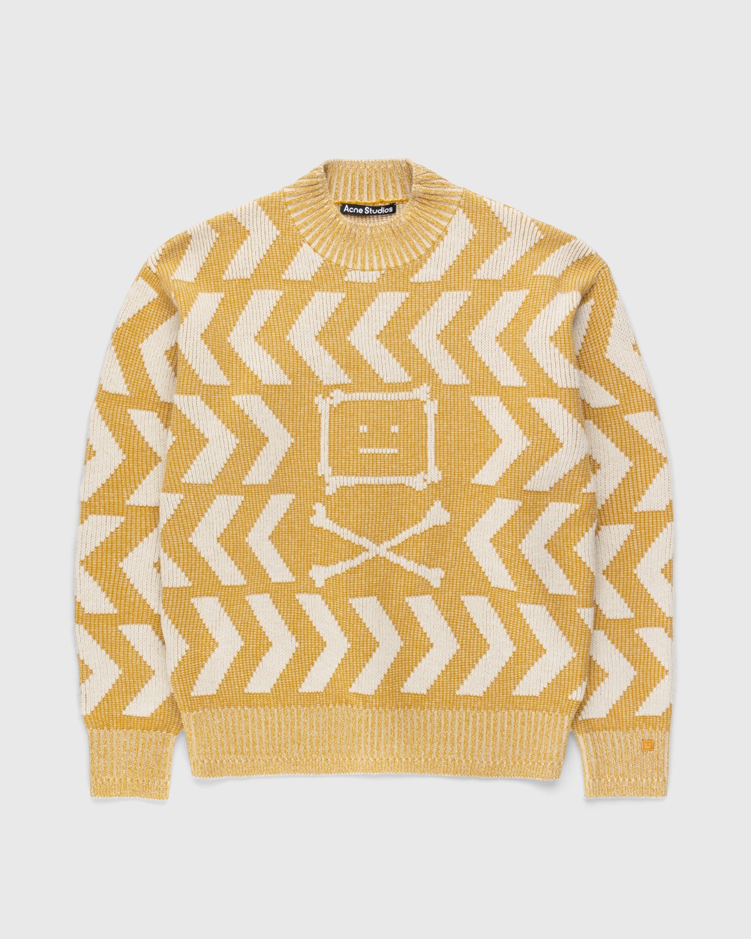 Acne Studios Face Crossbones and Arrow Crewneck Sweater Yellow