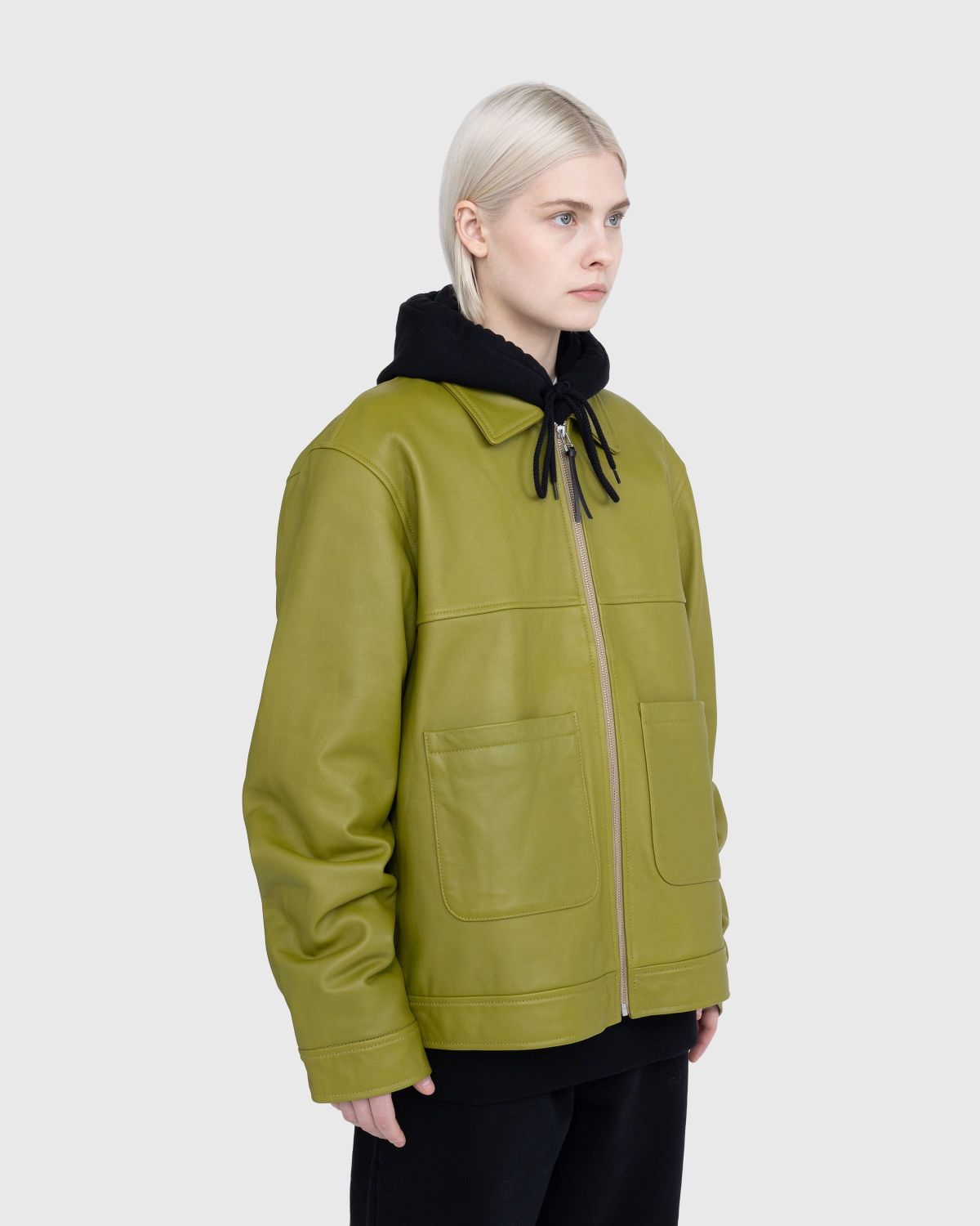 Highsnobiety – Leather Jacket Olive Green - Outerwear - Green - Image 10