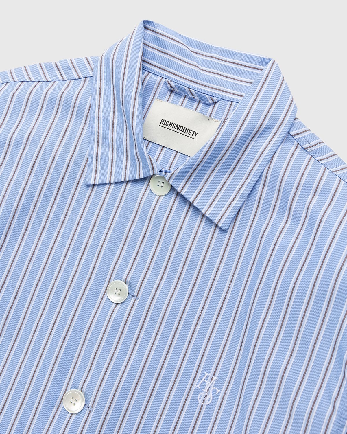 Highsnobiety – Poplin Shirt Jacket Blue/White - Longsleeve Shirts - Blue - Image 3