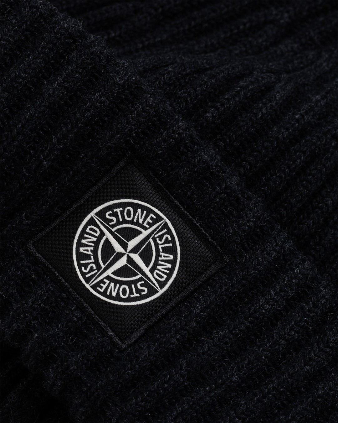 Stone Island – Ribbed Wool Beanie Melange Charcoal - Hats - Grey - Image 4