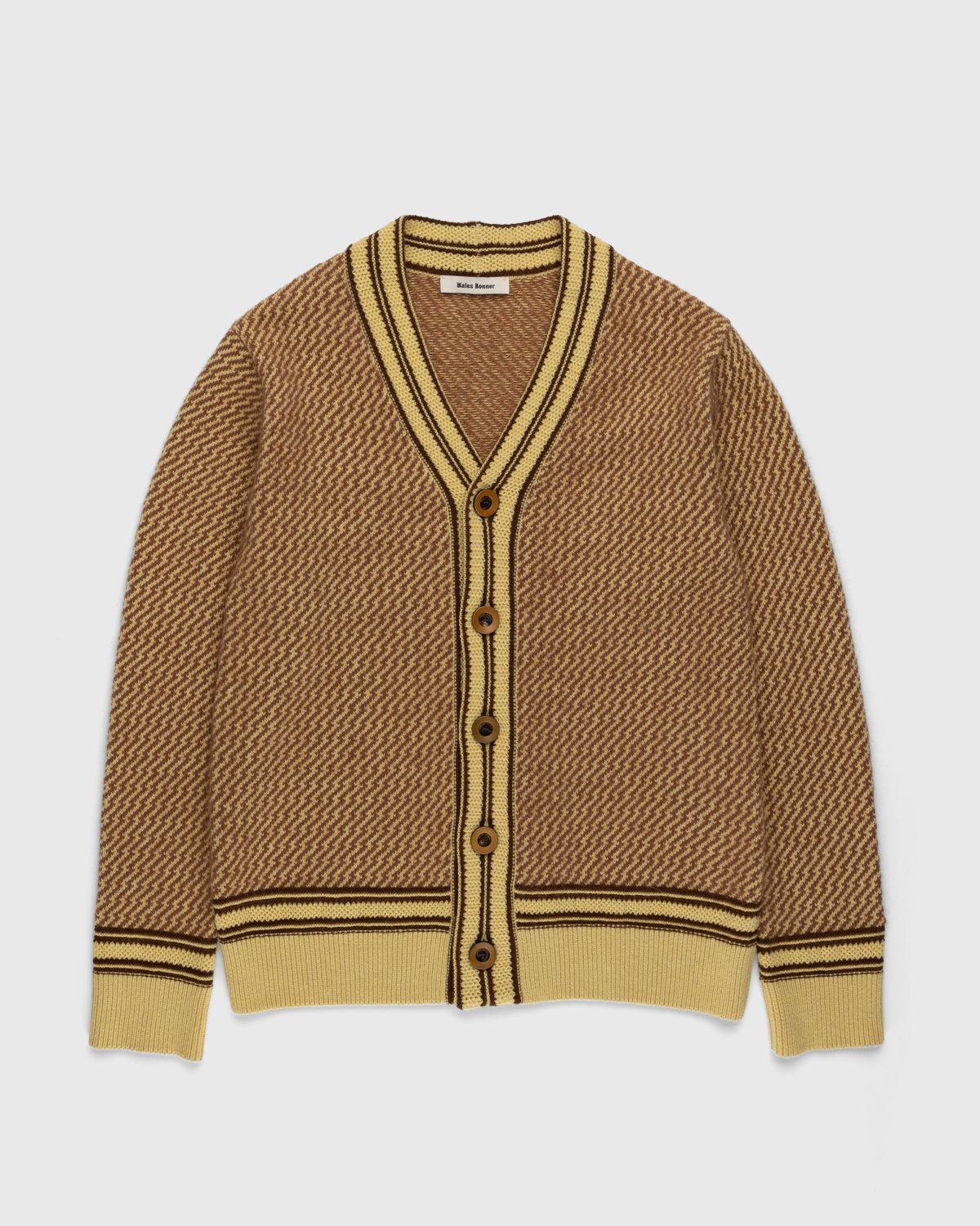 Wales Bonner – Clarinet Cardigan Pale Yellow/Brown | Highsnobiety Shop