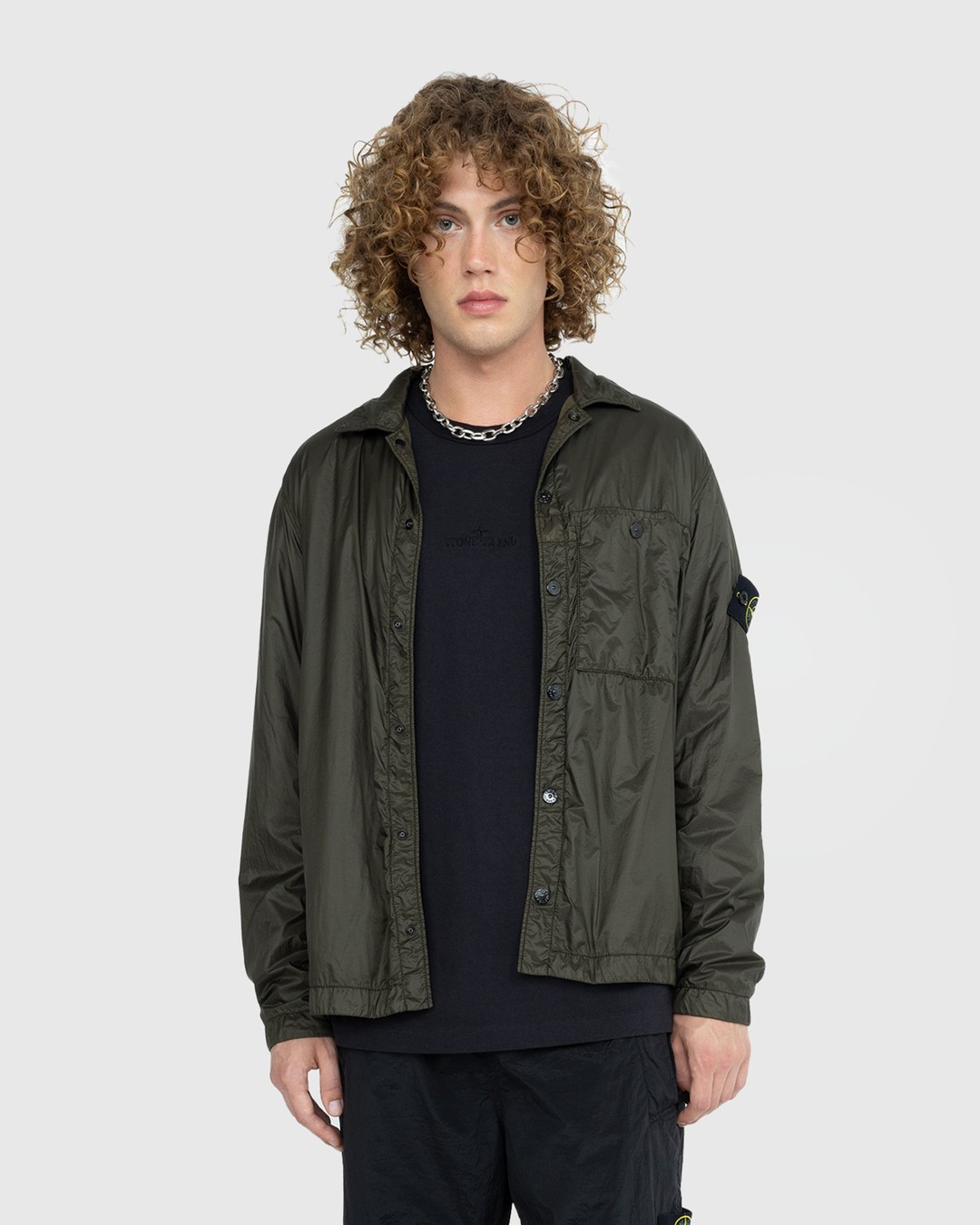 Olive stone island overshirt on sale