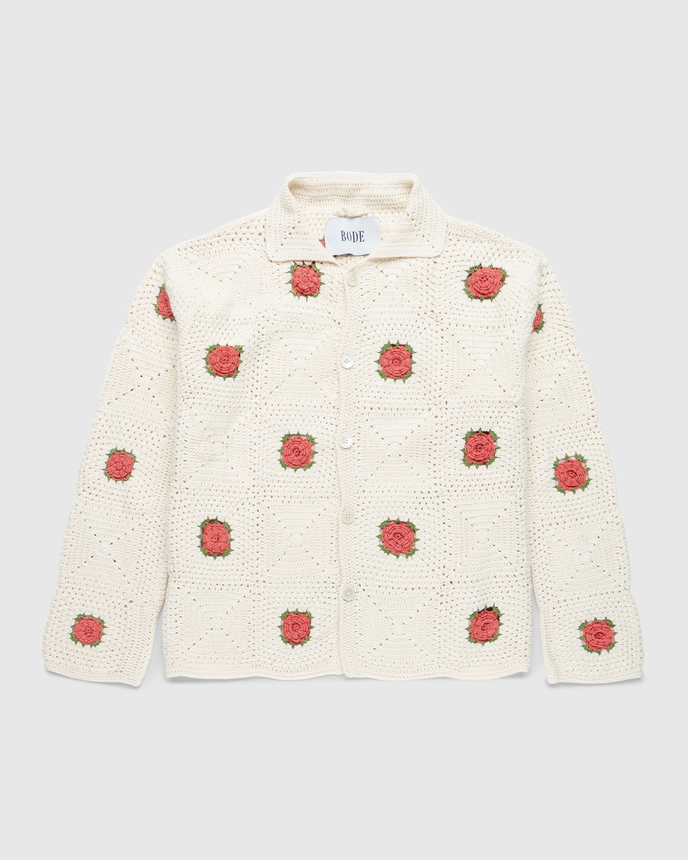 Bode – Rosette Crochet Long-Sleeve Shirt White - Shirts - Multi - Image 1