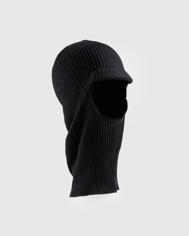 Rib Knit Wool Balaclava Black