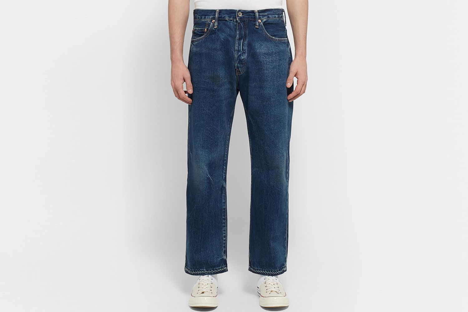 Cropped Washed Selvedge Denim Jeans
