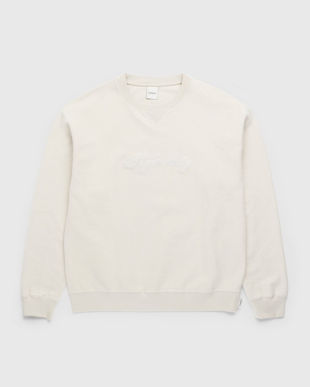 Highsnobiety – Script Logo Reverse Fleece Crew Beige - Sweats - Beige - Image 1