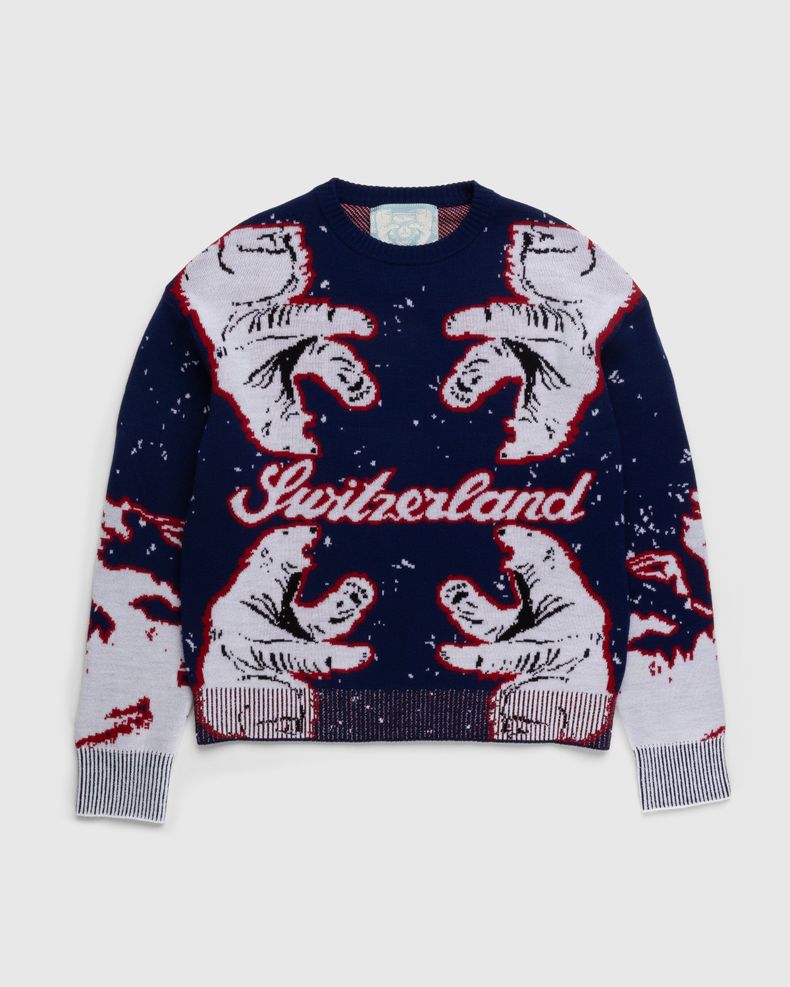 Switzerland Merino Wool Crewneck Navy/Bone