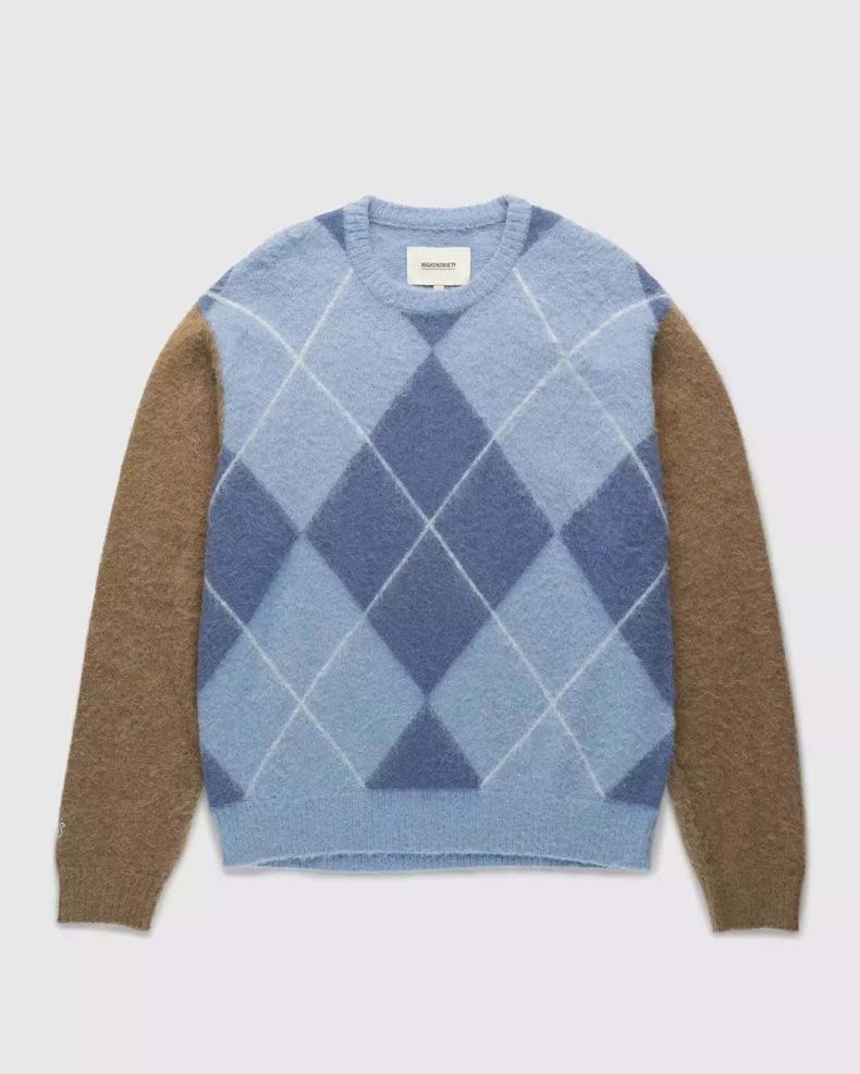 Highsnobiety – Check Alpaca Sweater Multi Blue