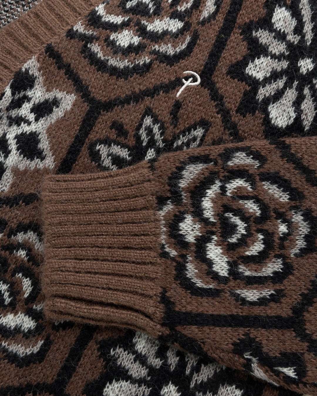Patta – Wall Flower Knitted Zip Cardigan Chestnut/Dark Gull Grey - Knitwear - Brown - Image 4