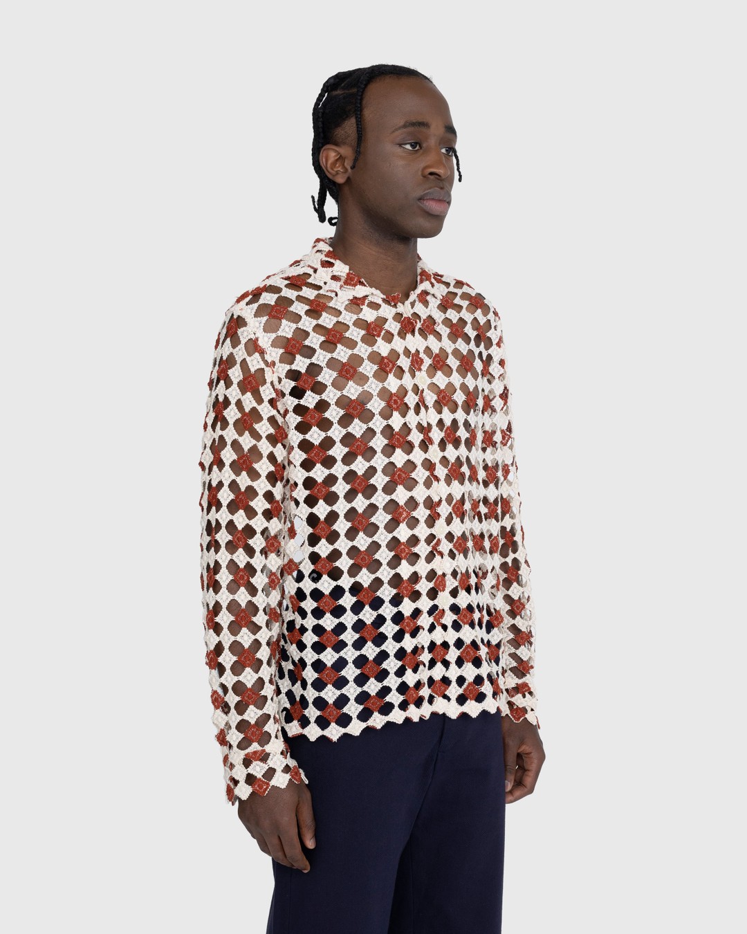 Bode – Diamond Lace Long-Sleeve Shirt Beige - Shirts - Beige - Image 3
