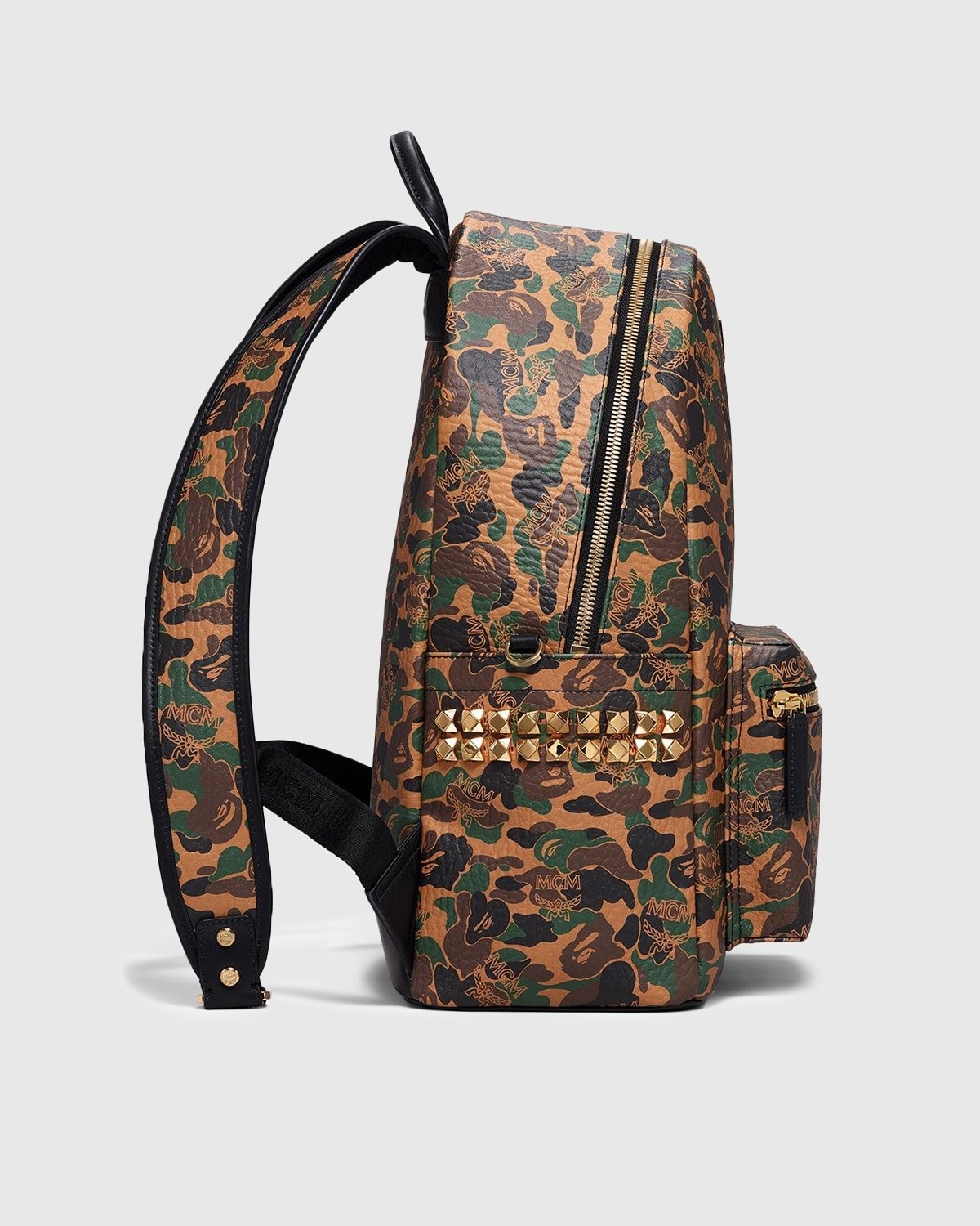 MCM x BAPE Backpack 040 Kamo Khaki Highsnobiety Shop