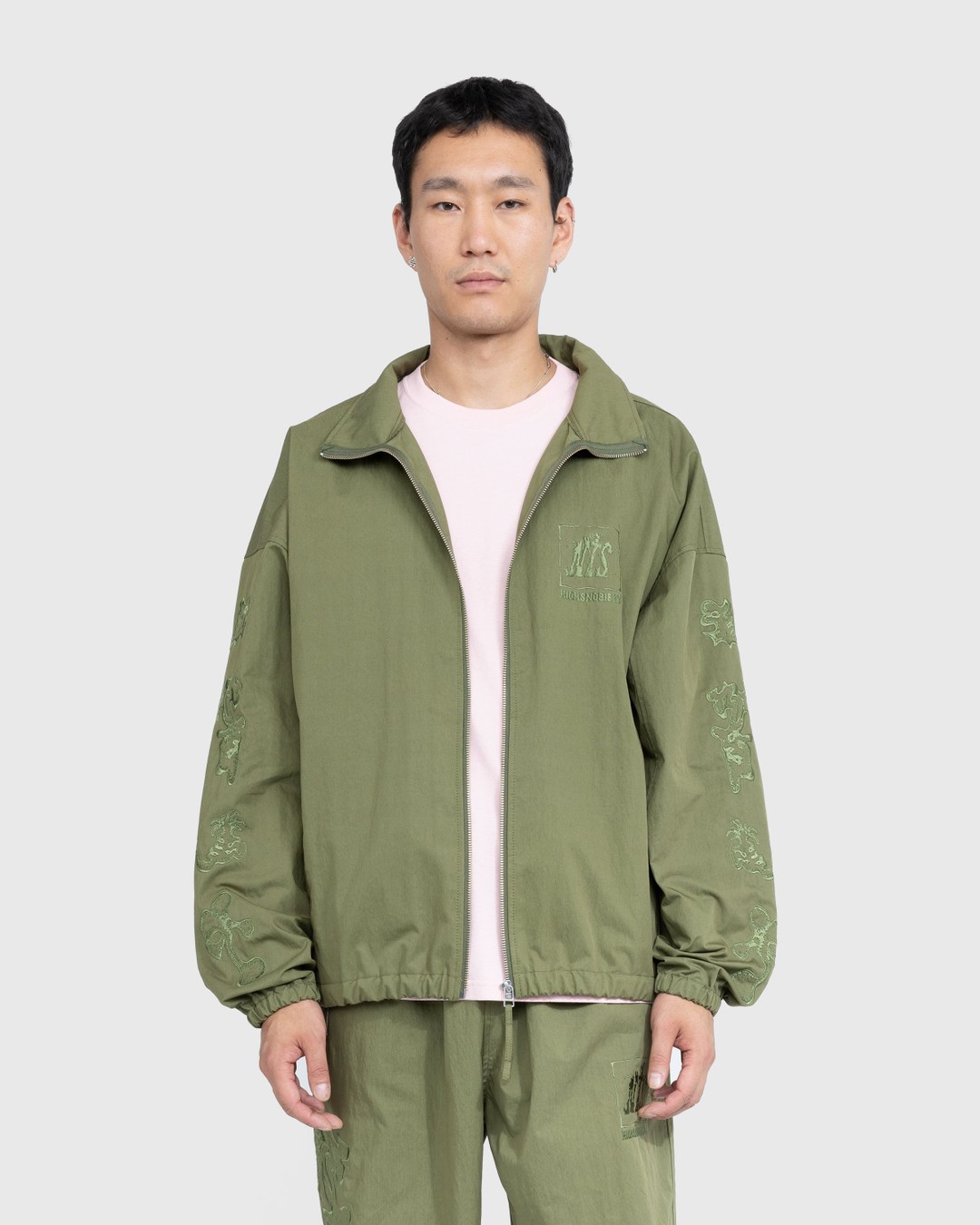 NTS x Highsnobiety – Brushed Nylon Track Jacket Green - Outerwear - Green - Image 3