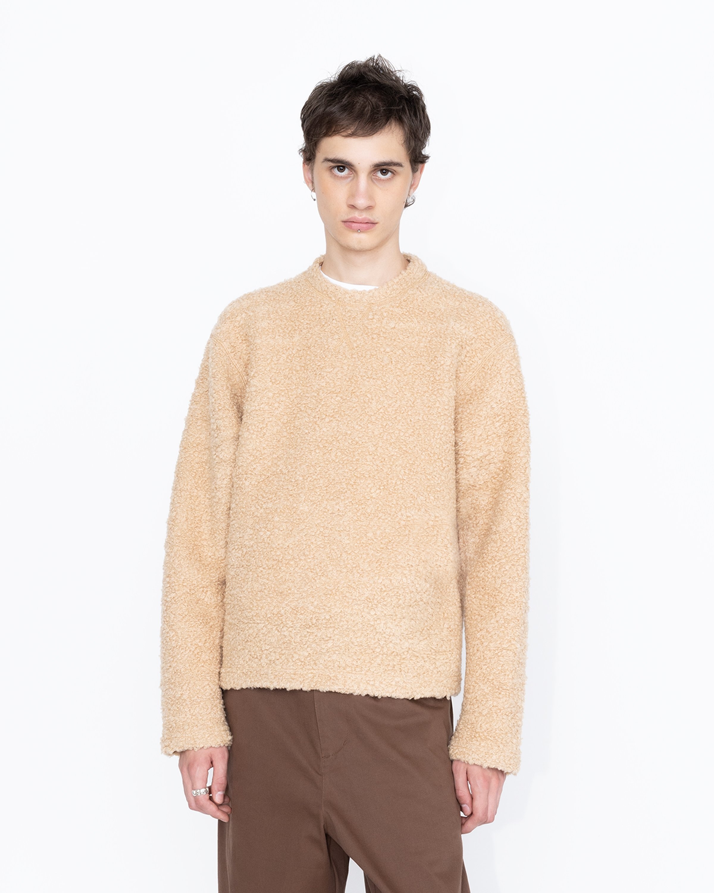 Highsnobiety HS05 – Wool Blend Inlaid Knit Crew Brown - Knitwear - Brown - Image 3