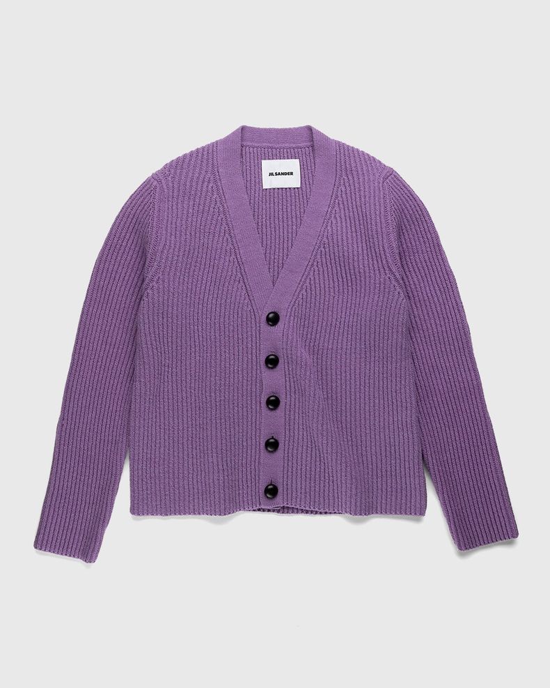 Jil Sander – Rib Knit Cardigan Medium Purple