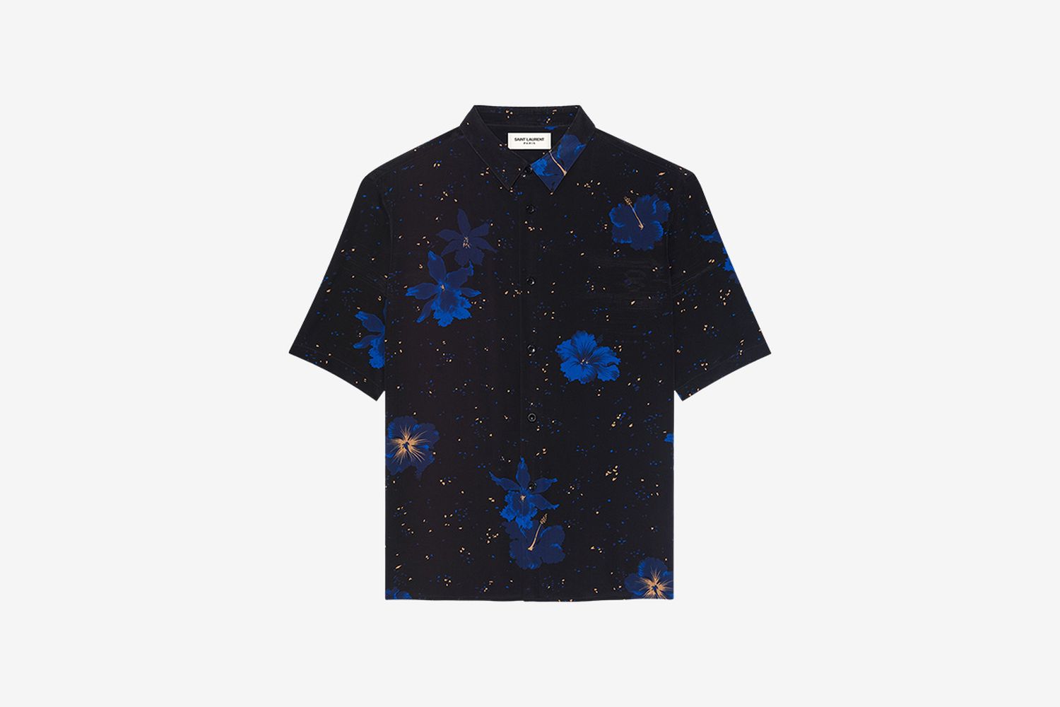 Shirt in Confetti Hibiscus Silk Crepe de Chine