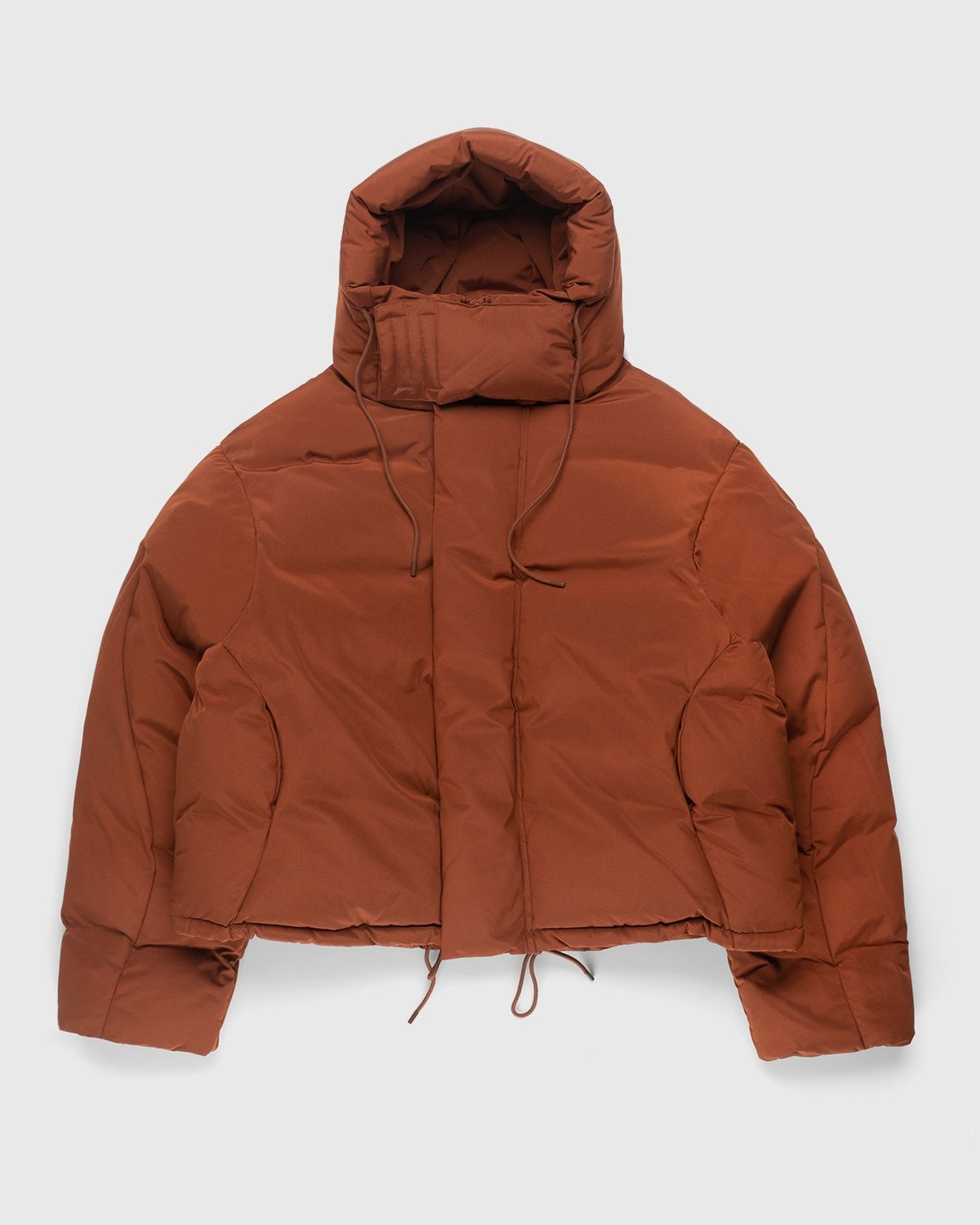 Rust coloured puffer jacket sale