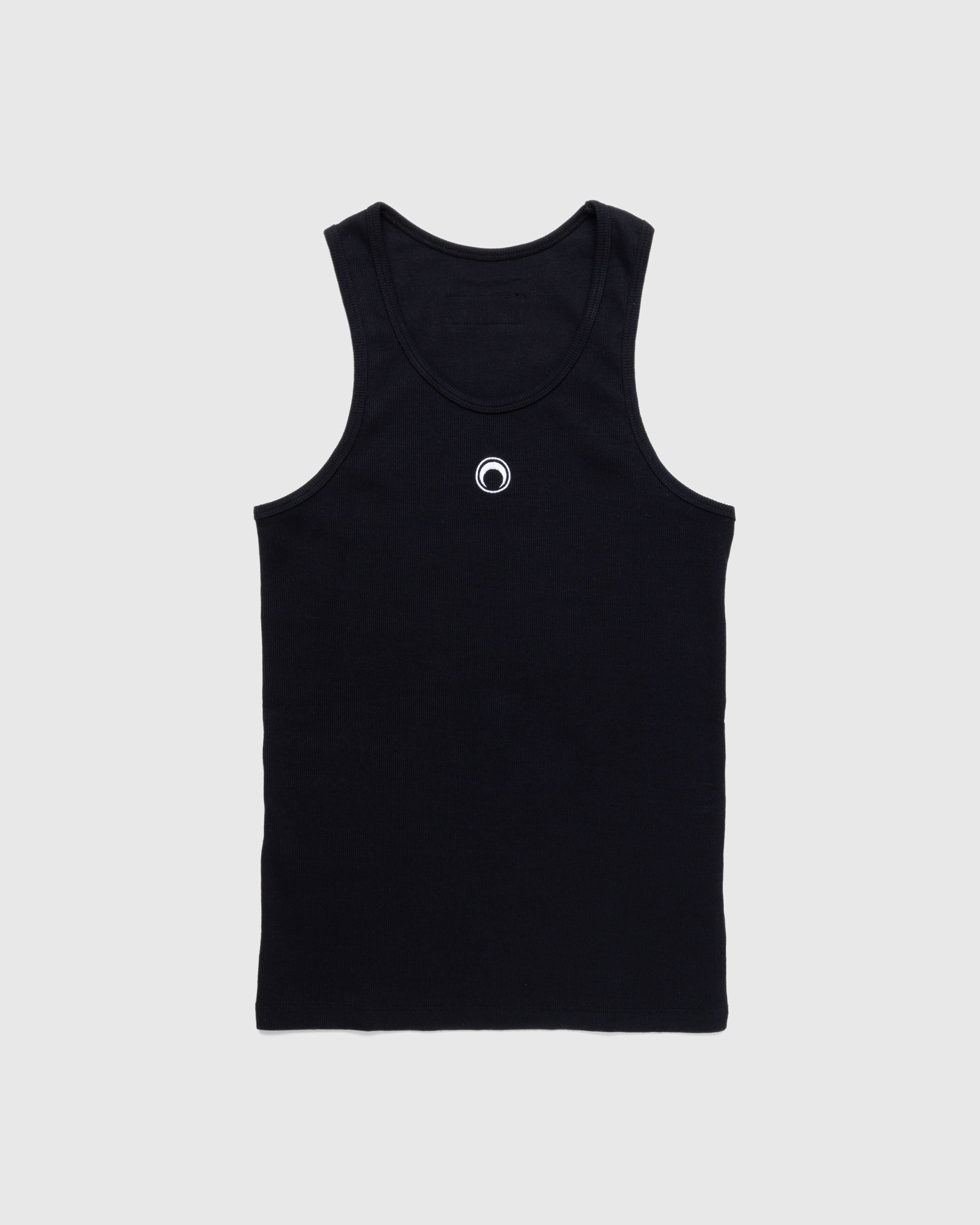 Marine Serre – Organic Cotton Fitted Tank Top Black - Tops - Black - Image 1