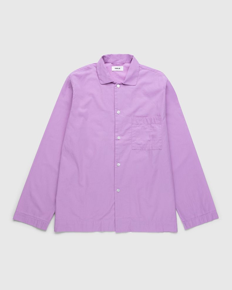 Tekla – Cotton Poplin Pyjamas Shirt Purple Pink