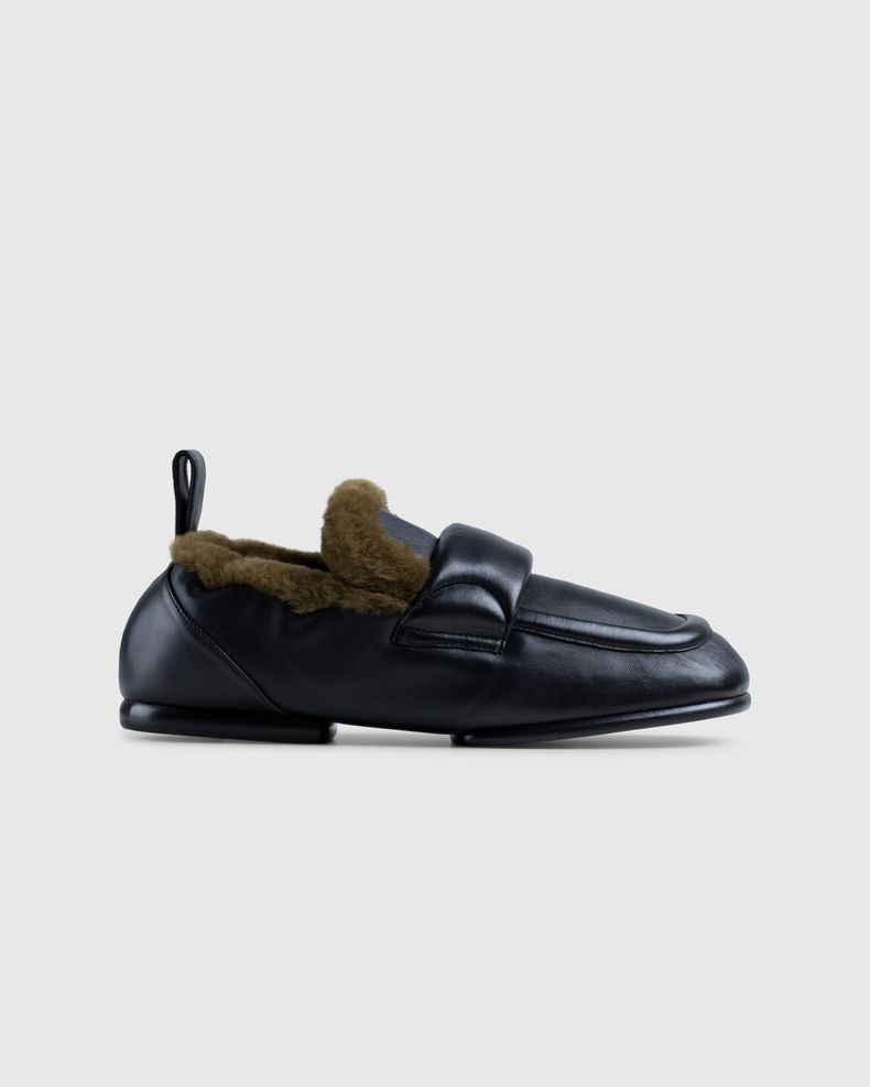 Padded Faux Fur Loafers Black