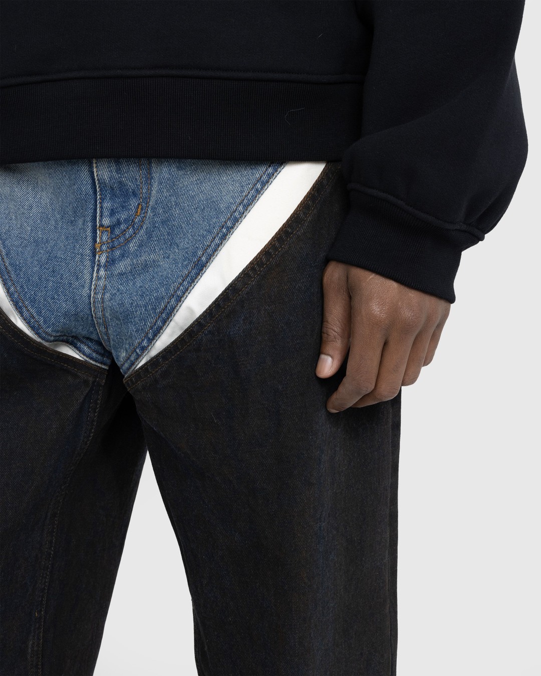 Y/Project – Cut-Out Jeans Rinsed Black/Rust - Pants - Black - Image 4