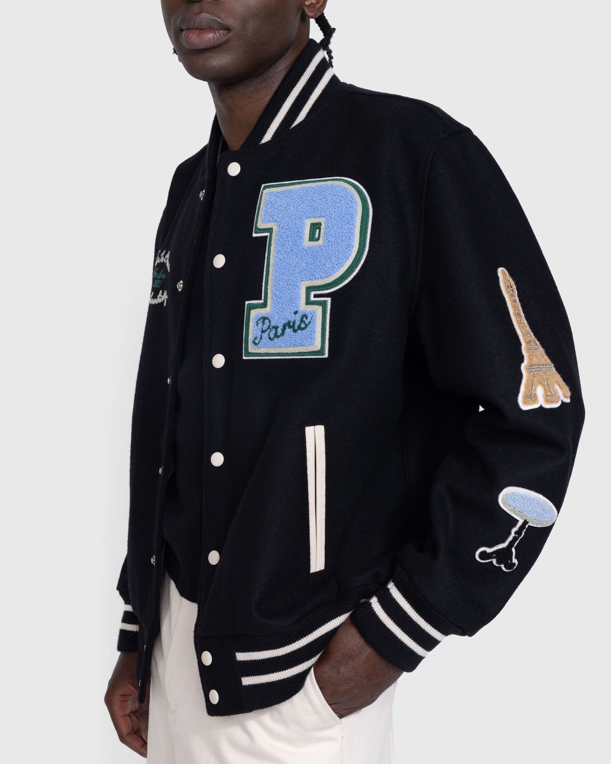 Tops Varsity Jacket - Black/Beige S/M