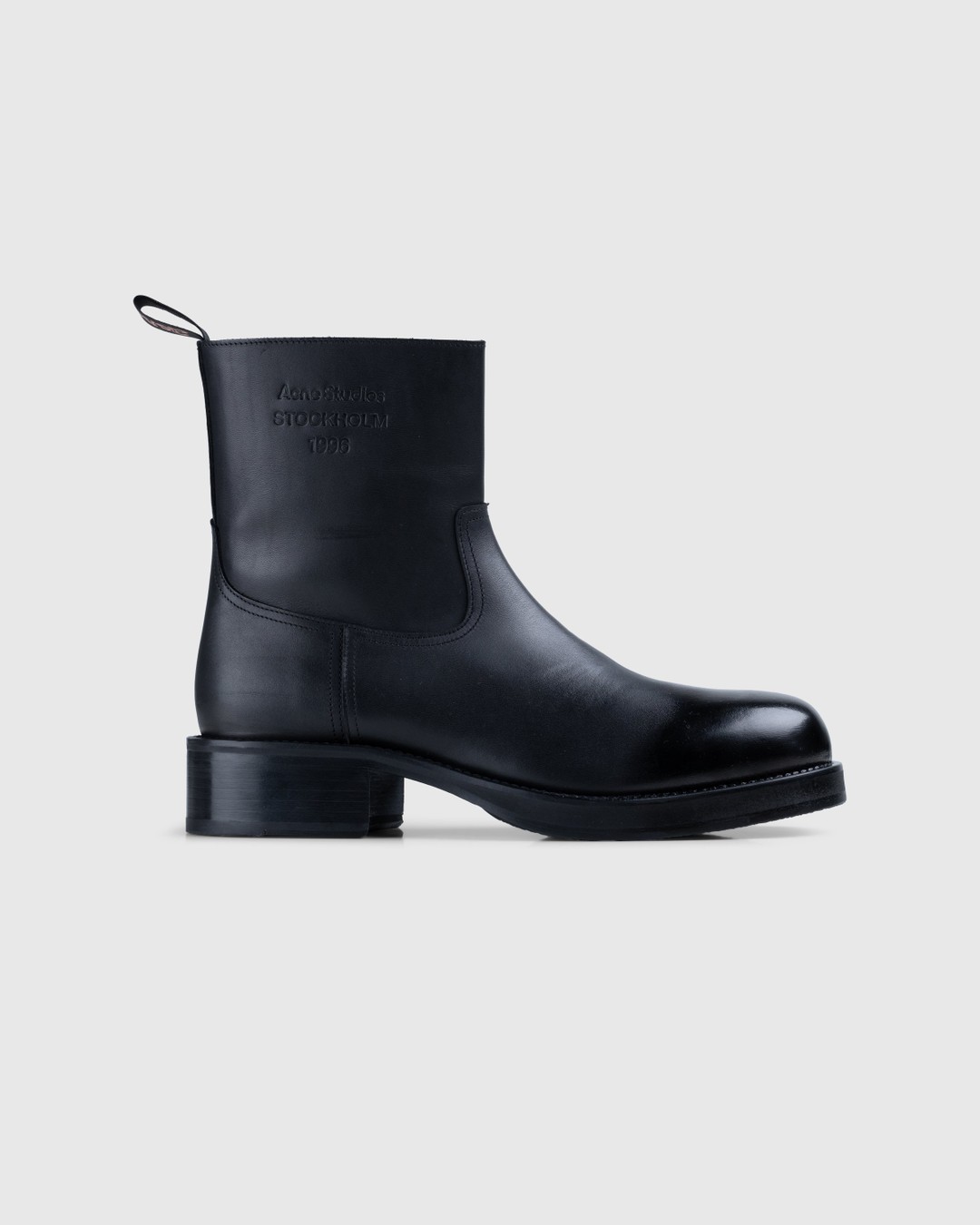 Acne Studios – Sprayed Leather Ankle Boots Black - Zip-up & Buckled Boots - Black - Image 1