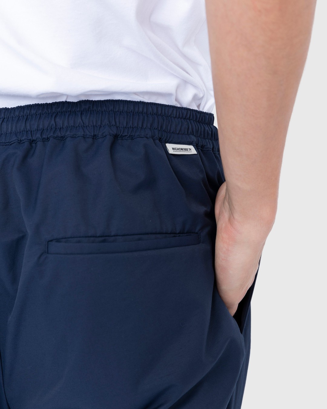 Highsnobiety – Cotton Nylon Elastic Pants Navy - Trousers - Blue - Image 6