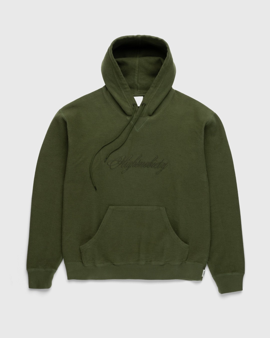 Highsnobiety – Script Logo Reverse Fleece Hoodie Green - Sweats - Green - Image 1