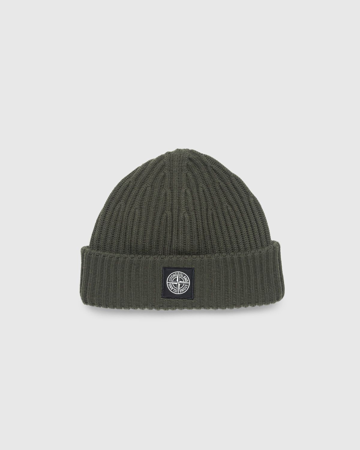 Stone Island – Ribbed Wool Beanie Olive - Hats - Green - Image 1