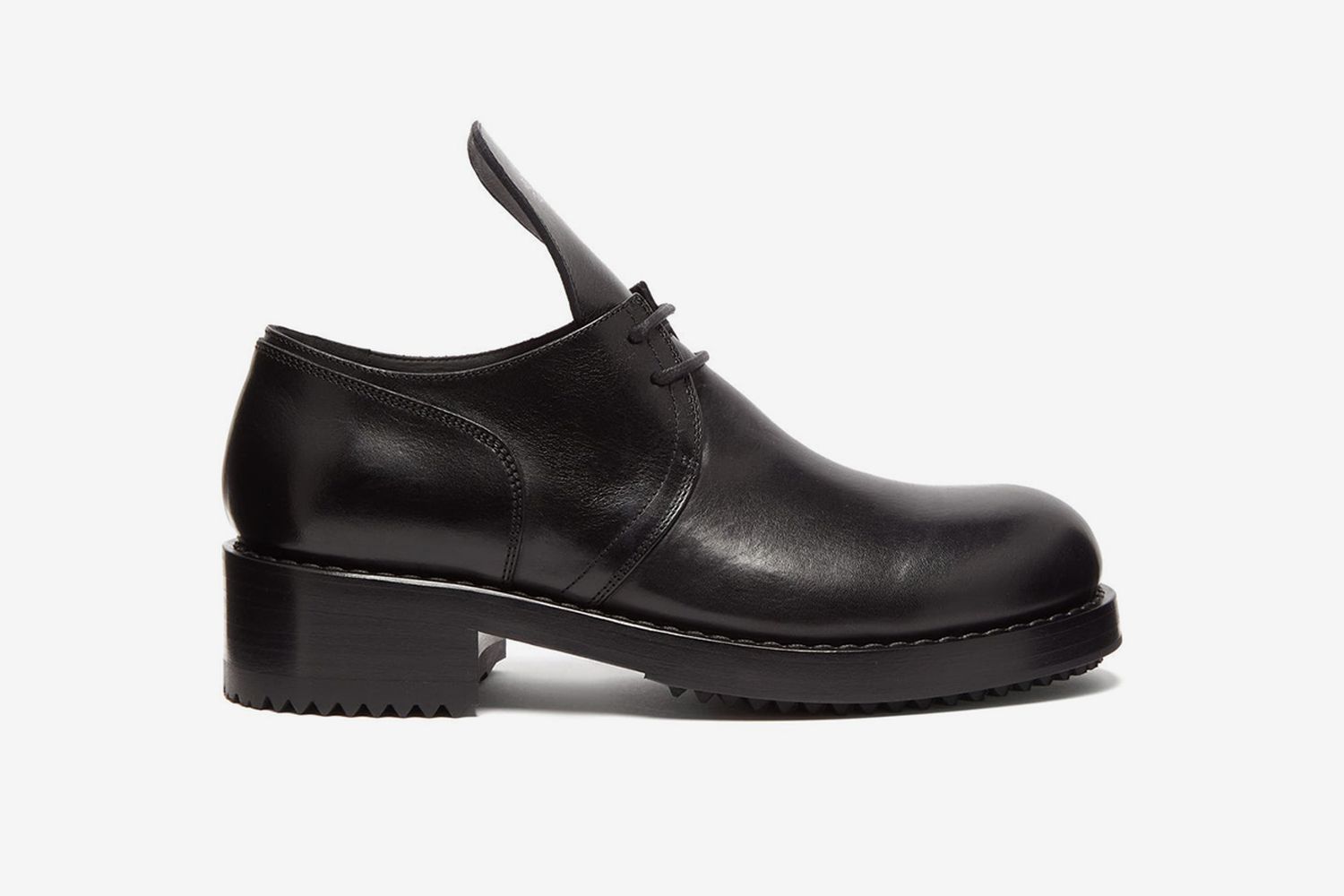 Exaggerated-Tongue Leather Derby Shoes